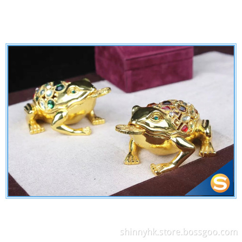 Custom Fashion Rhinestone Frog Trinket Box For Gift